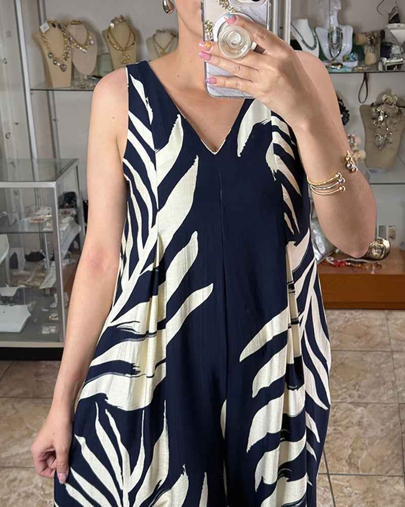 Stylish Tropical Print Jumpsuit for Women | Comfortable & Versatile