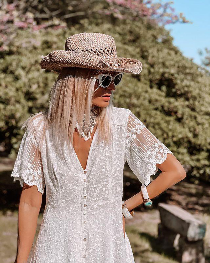 Vanesa Effortless Boho Lace Dress for Women Evening Wear Edit