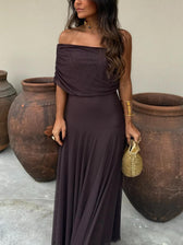 Strapless Ruched Mesh A-Line Maxi Dress 8