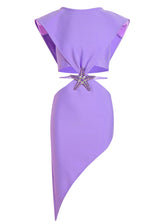 Tossi Embellished Asymmetric Bandage Midi Dress 6