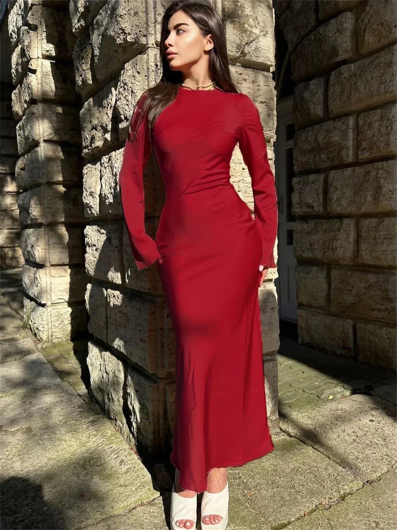 Casual Premium Ladies Autumn Long Sleeve Party Maxi Dress