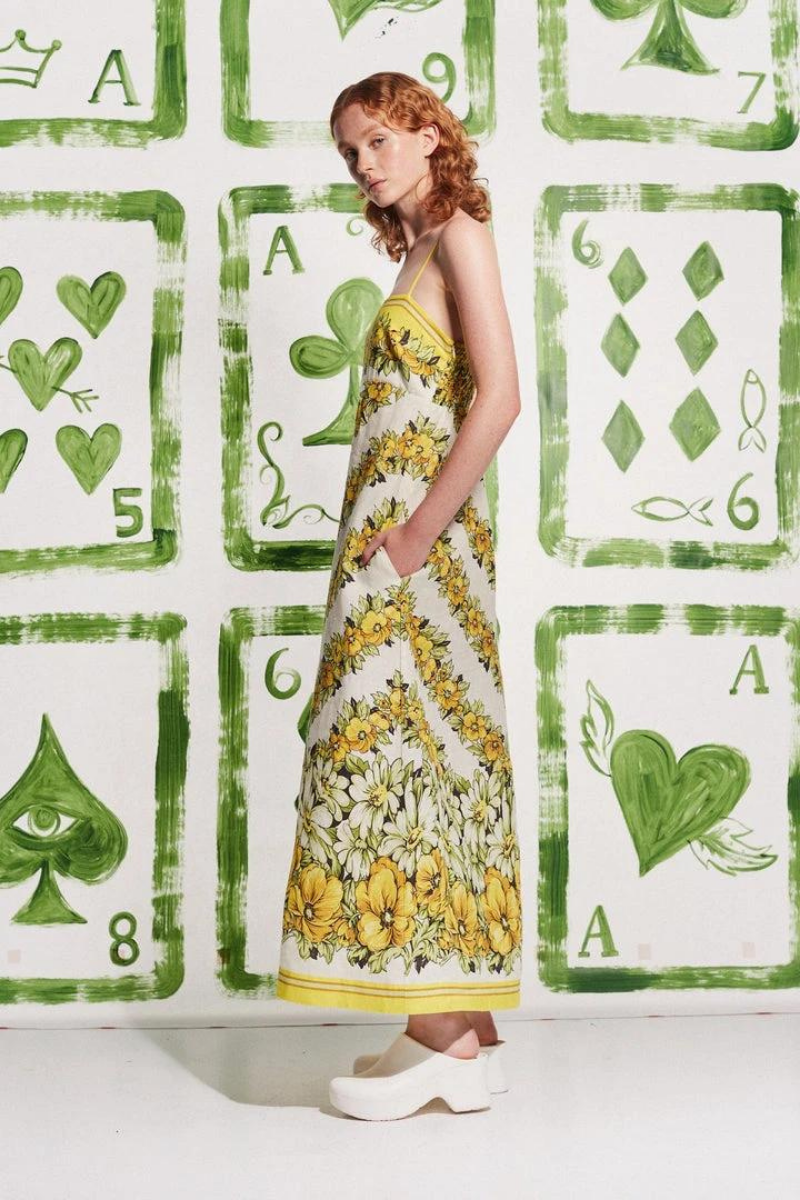 Floral Print Spaghetti Strap Side Pocket Straight Maxi Dress