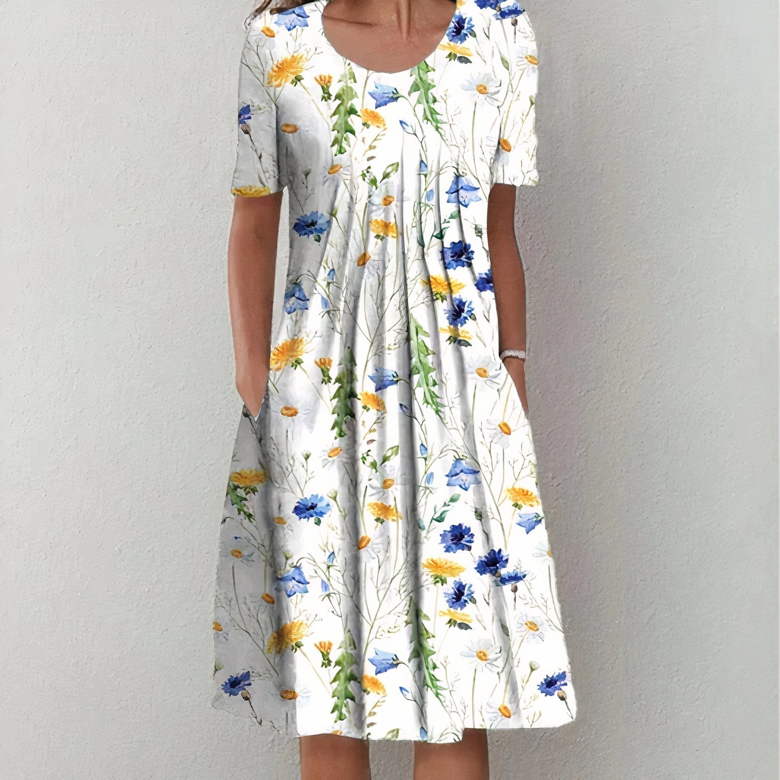 Leilani - Summer Bloom Ruffle Party Dress White Yellow