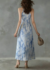 Unique Ruffled Print Slim Fit Chiffon Dress Sleeveless 2