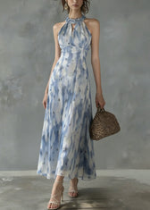 Unique Ruffled Print Slim Fit Chiffon Dress Sleeveless 5