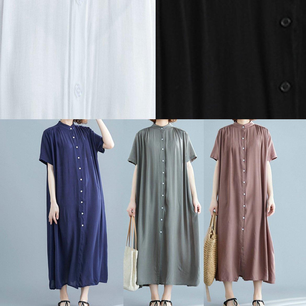 Unique Stand Collar Summer Outfit Work Outfits Army Green A Line Dresses