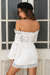 Love Swept White Lace Puff Sleeve Dress - View 5