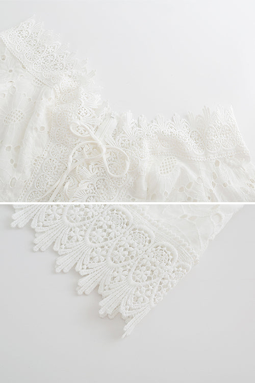 Love Swept White Lace Puff Sleeve Dress - View 6