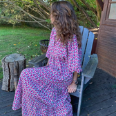 V-Neck Puff Sleeve Tiered Maxi Dress 21