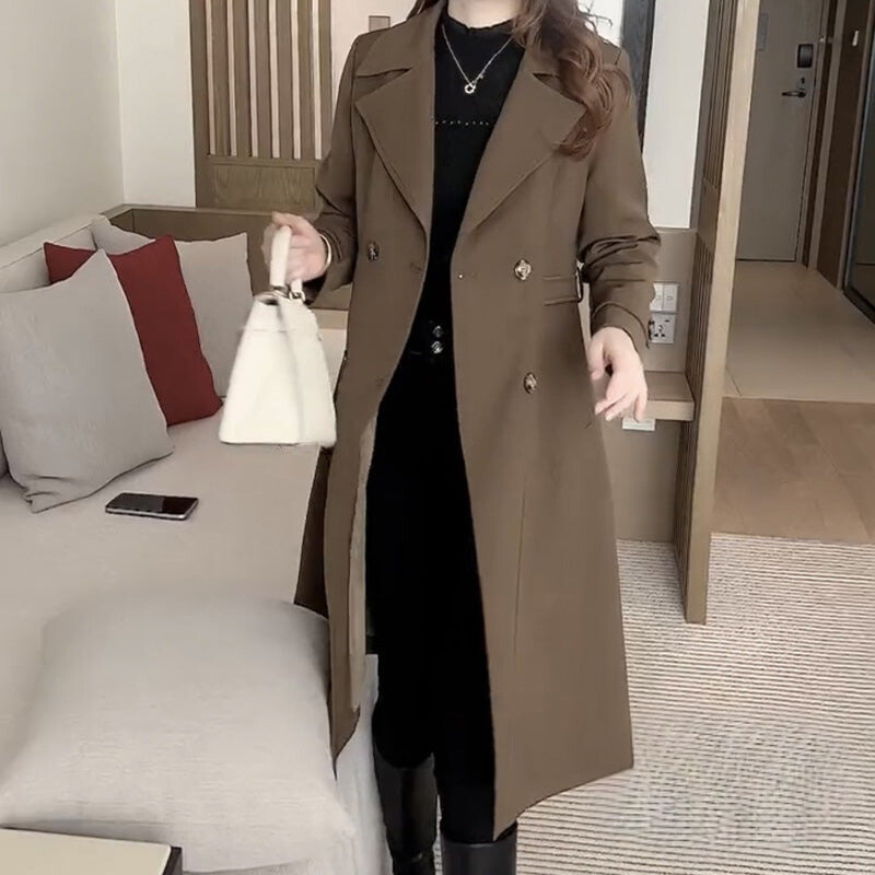Double Breasted Notch Lapel Longline Coat