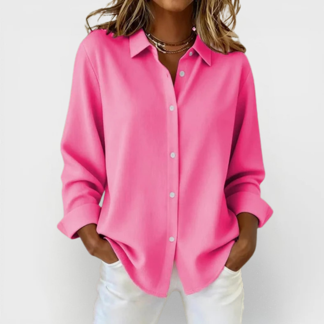 Roll Sleeve Button Front Collared Shirt