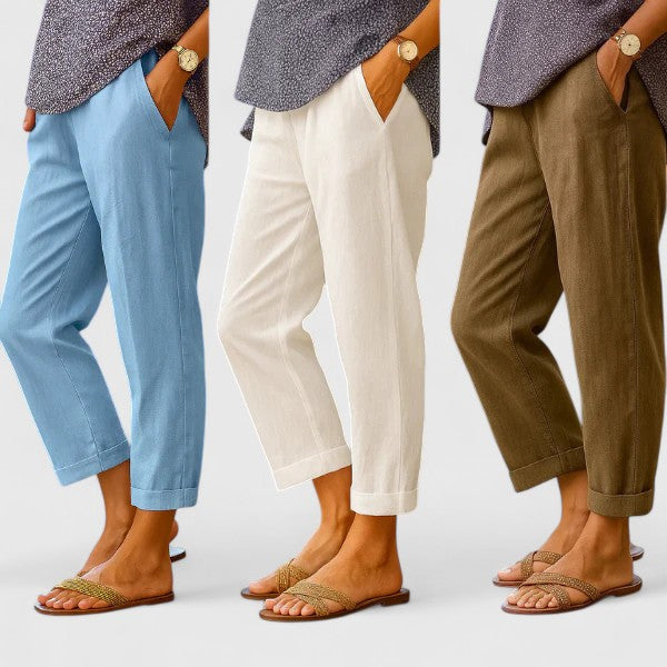 High Waist Tapered Cuffed Cropped Pants