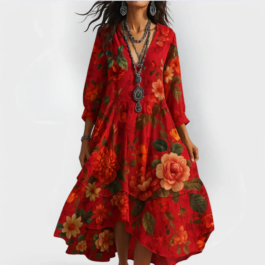 Soraya™ – Breezy Boho Dress With a Body-Flattering Flow Crimson Vine