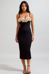 Zoratd Black Strapless Lace Bandage Midi Dress