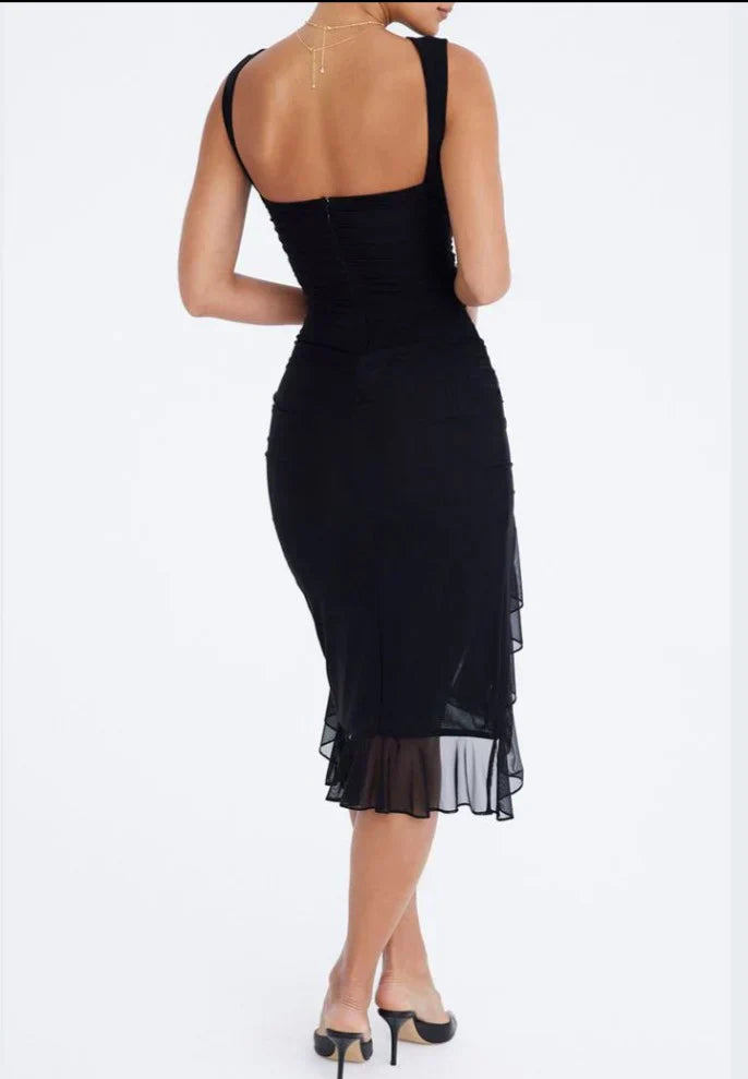 Midi Encarnación Dress with Ruffles for Women Holiday Party Outfit