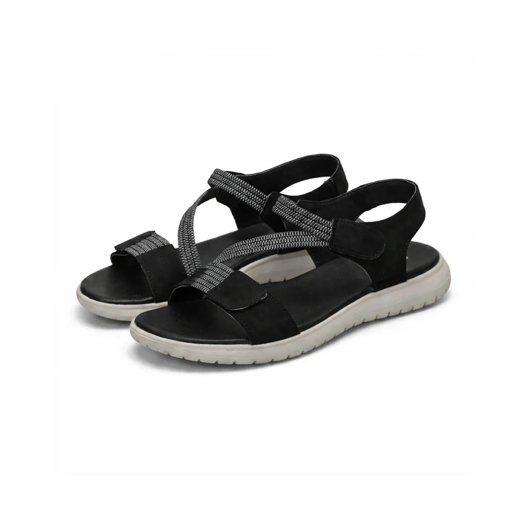 Open Toe Ankle Strap Elastic Flat Sandals