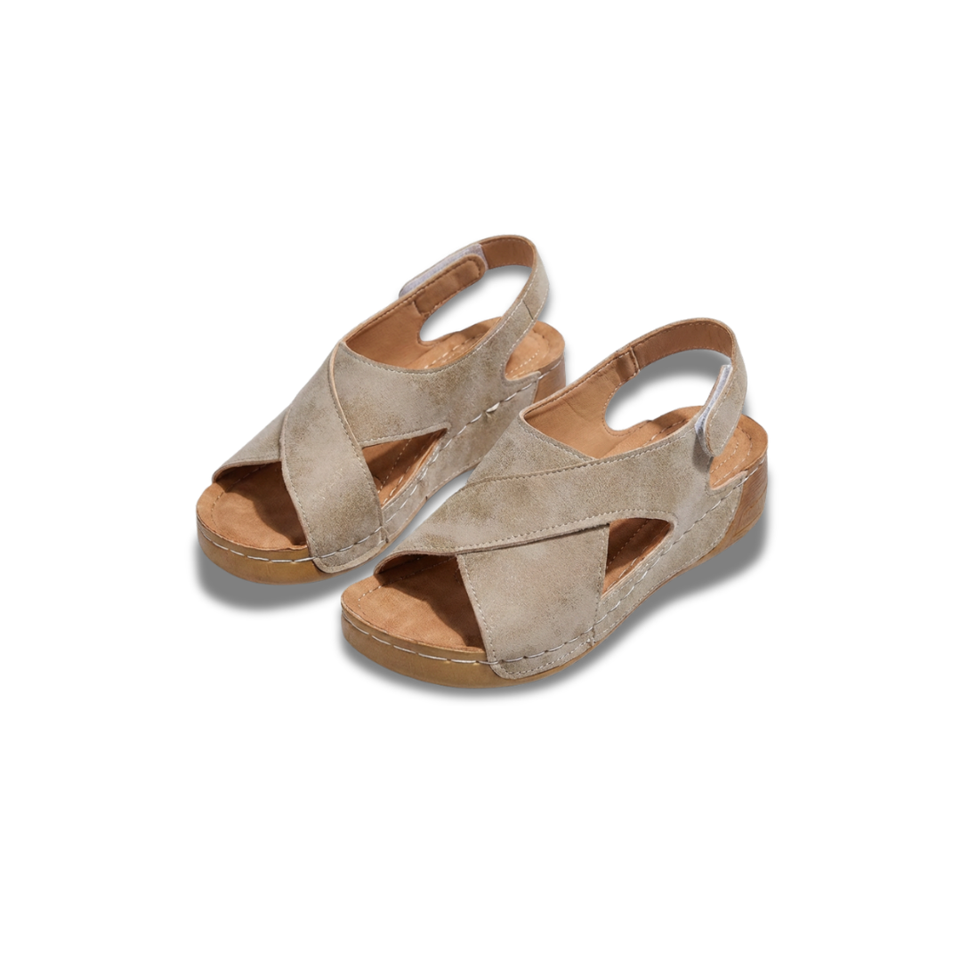 Cross Strap Slingback Wedge Sandals