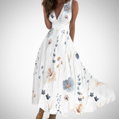 Deep V-Neck Sleeveless Floral Wrap Maxi Dress 4