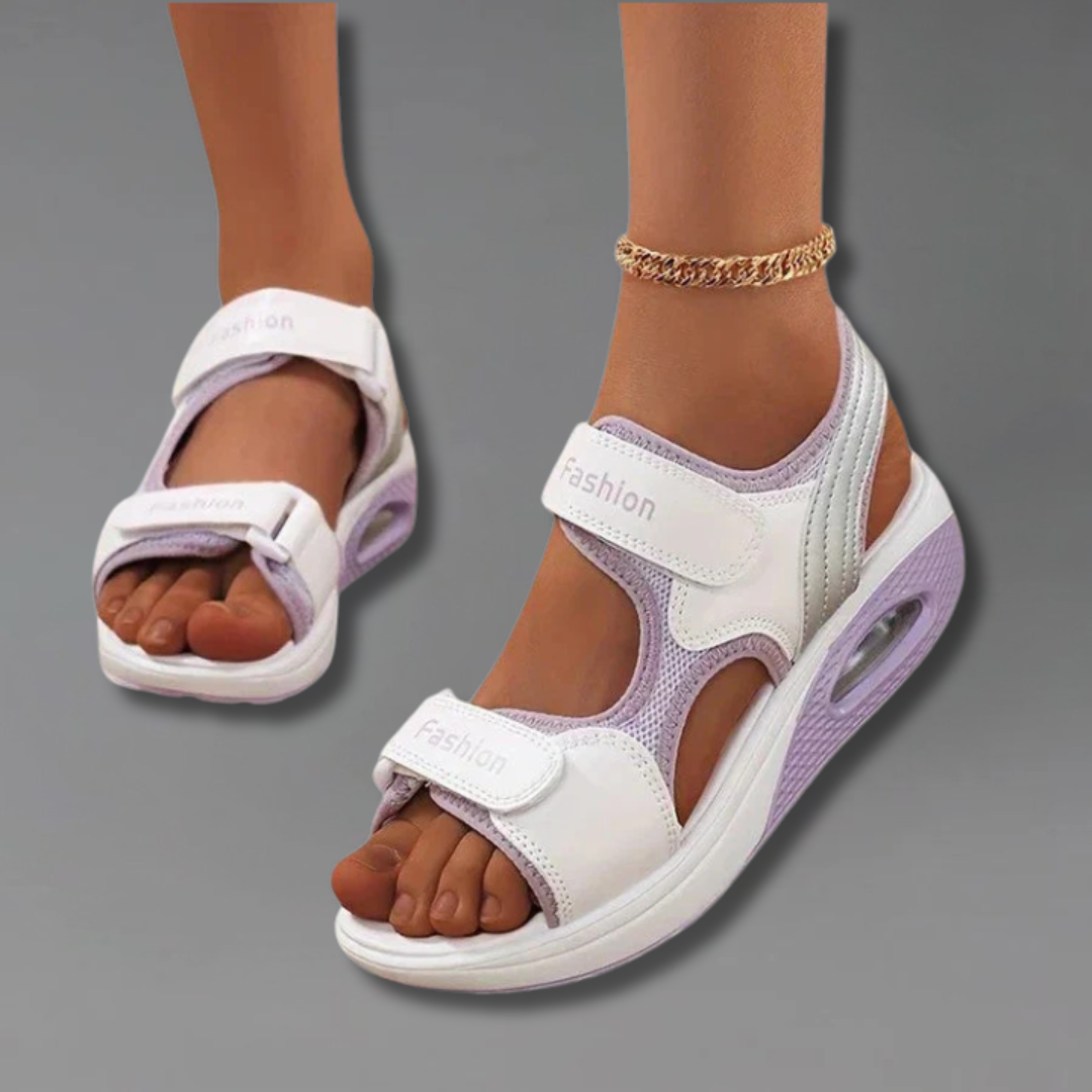 Open Toe Dual Strap Air Cushion Platform Sandals