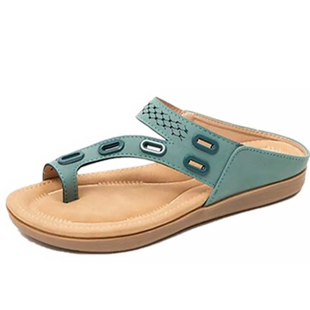 Toe Post Cutout Strap Low Wedge Slide Sandals