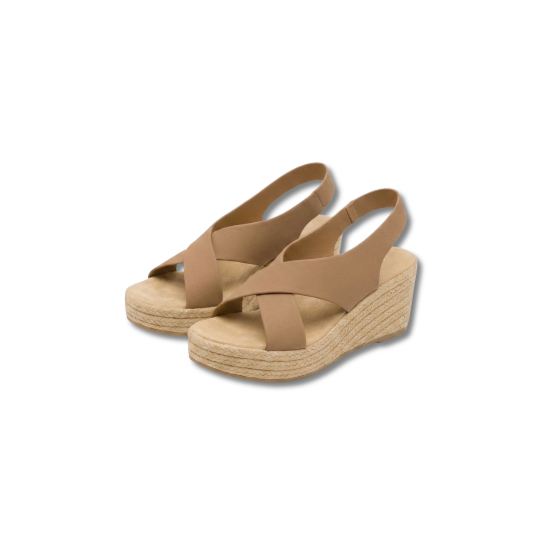 Cross Strap Slingback Espadrille Wedge Sandals