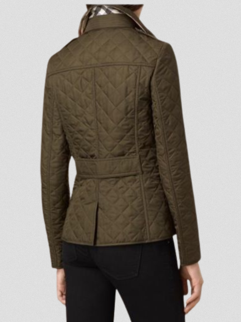 Diamond Quilted Button Front Collared Jacket