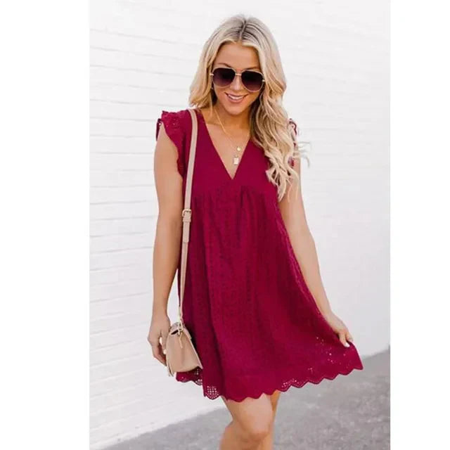 Simona Aesthetic V Neck Dress Elevated Occasion Wear