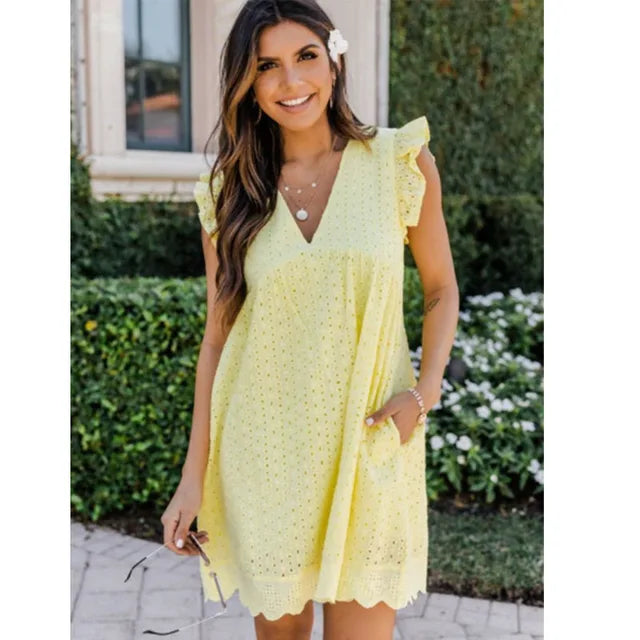 Simona Aesthetic V Neck Dress Elevated Occasion Wear