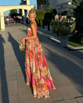 Floral Strapless Empire Flowy Maxi Dress 5