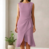 Round Neck Sleeveless Ruched Wrap Bodycon Midi Dress 5