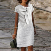 Boat Neck Bow Front Short Sleeve Midi Dress 2
