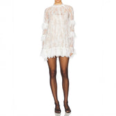Lace High Neck Long Sleeve Tiered Ruffle Mini Dress 6