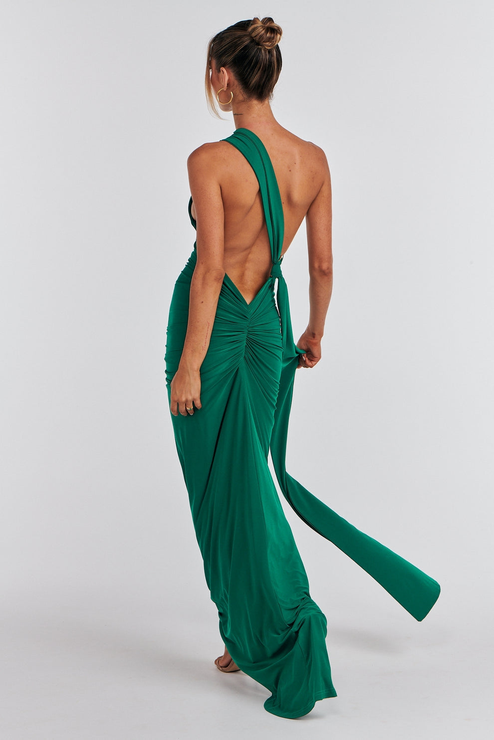 Abby Backless Maxi Dress Emerald Green