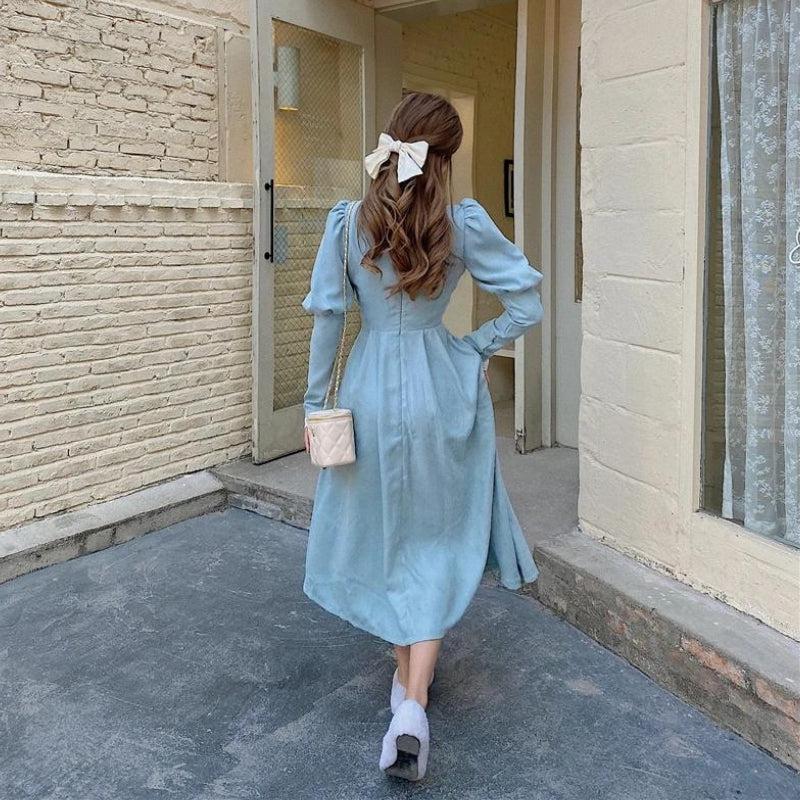 Retro Balloon Sleeve Maxi Dress