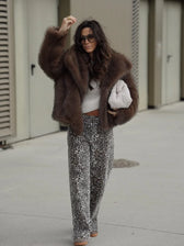 Brown Soft Fluffy Woolen Coat