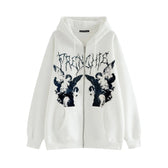 Vintage Printed Zip Up Hoodie