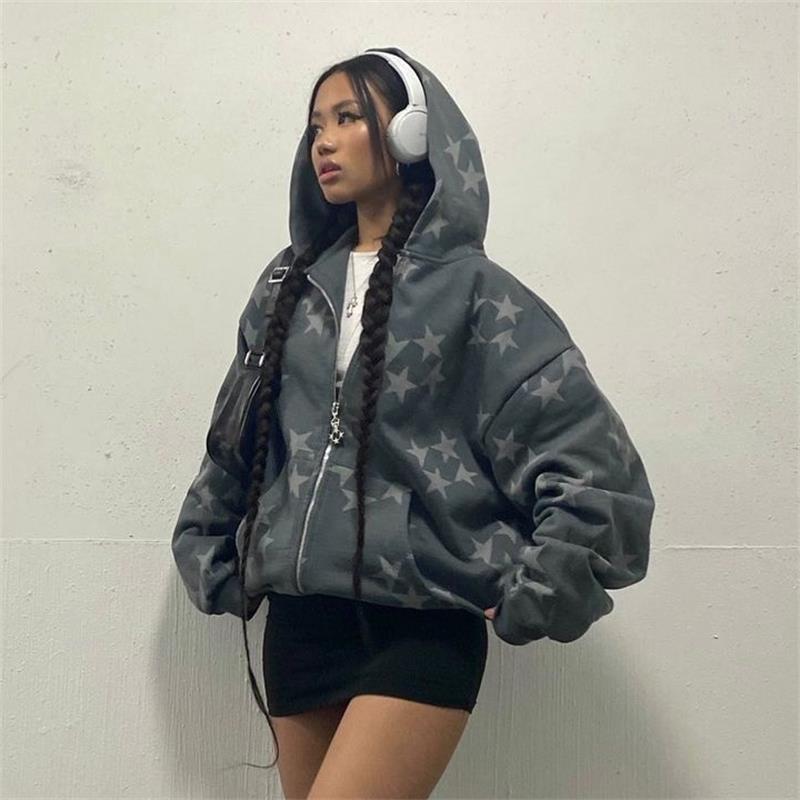 Vintage Star Graphic Hoodies Grey / S Sweatshirts & Hoodies-L