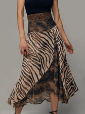 High Neck Sleeveless Animal Print Faux Two Piece Midi Dress 5