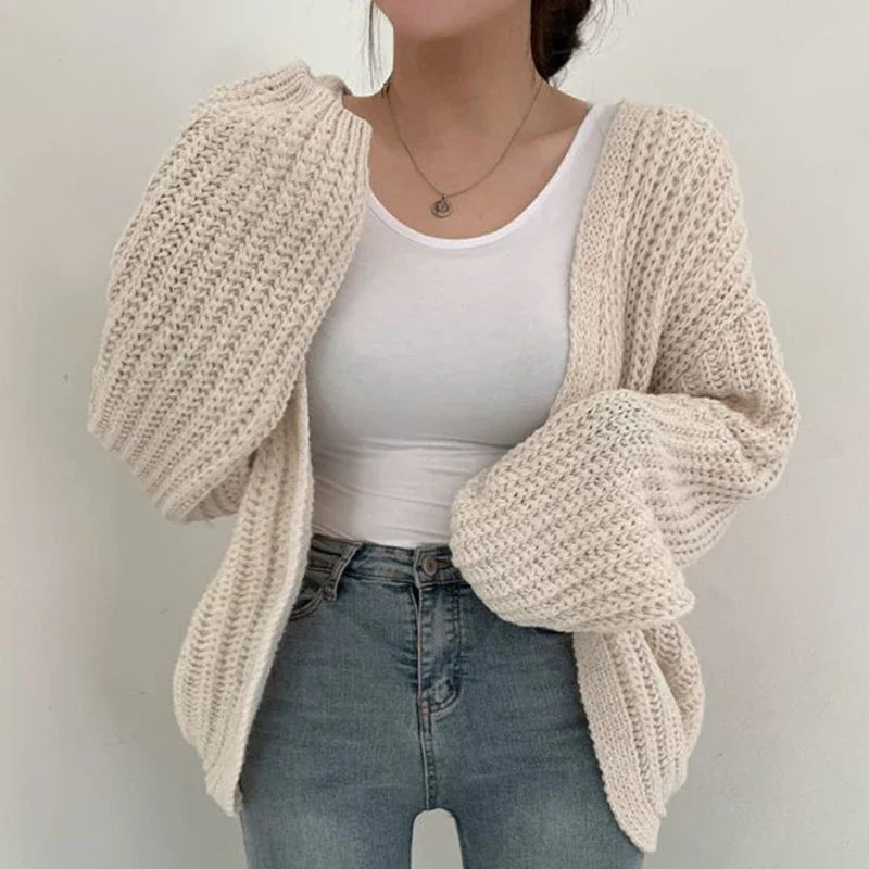 Open Front Chunky Ribbed Knit Oversized Cardigan