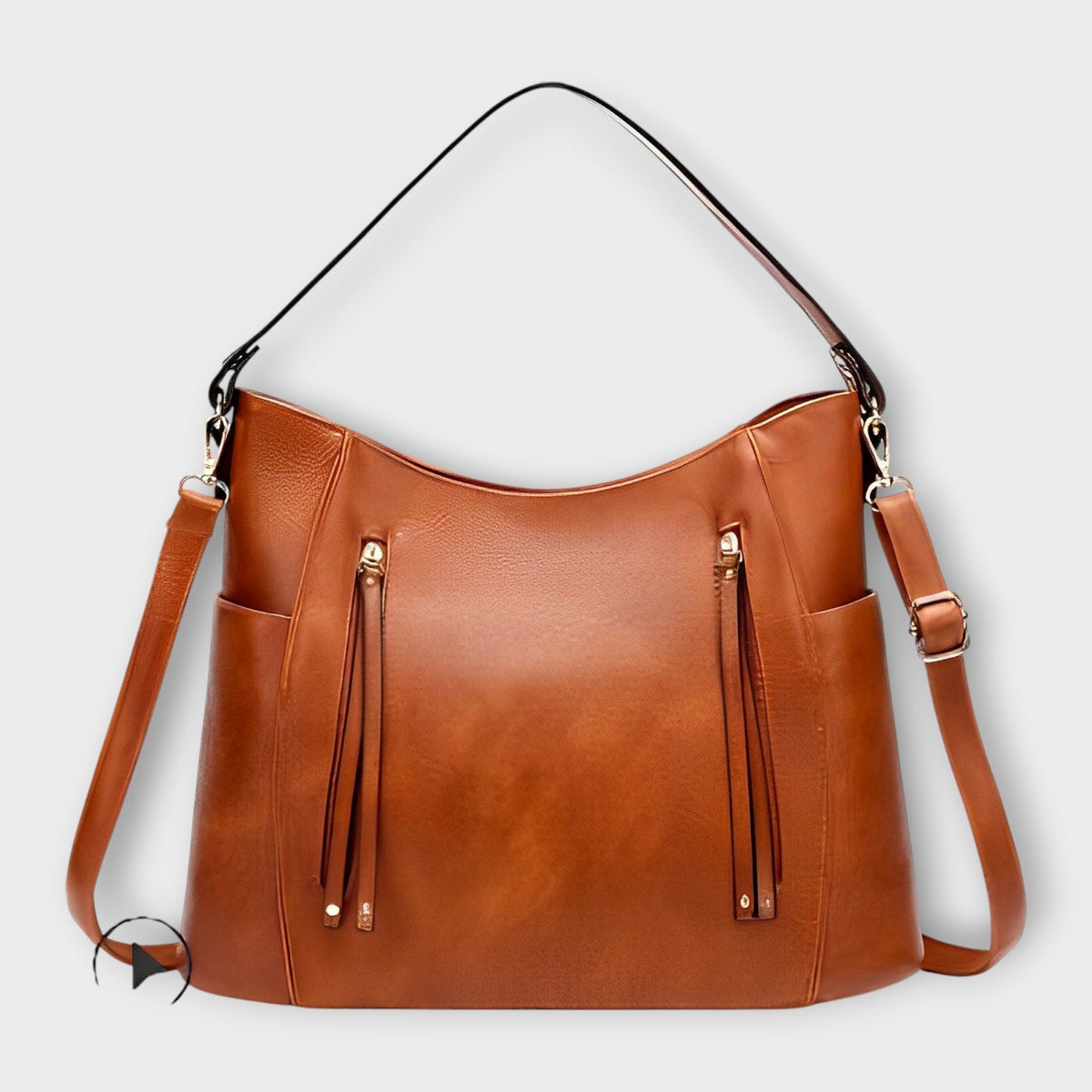 Tassel Zip Front Faux Leather Slouchy Hobo Shoulder Bag