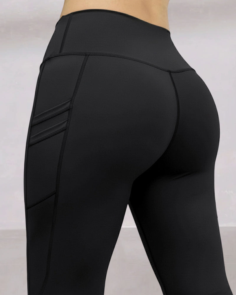 Black Leggings Fleece-Lined High-Waisted With Pockets For Cold Weather Comfort Everyday