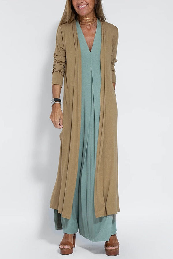 Sleeveless Maxi Dress and Duster Cardigan Two Piece Set 7