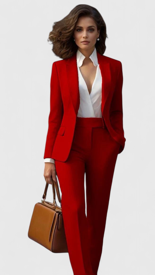 Single Breasted Blazer and Straight Leg Pants Two Piece Set