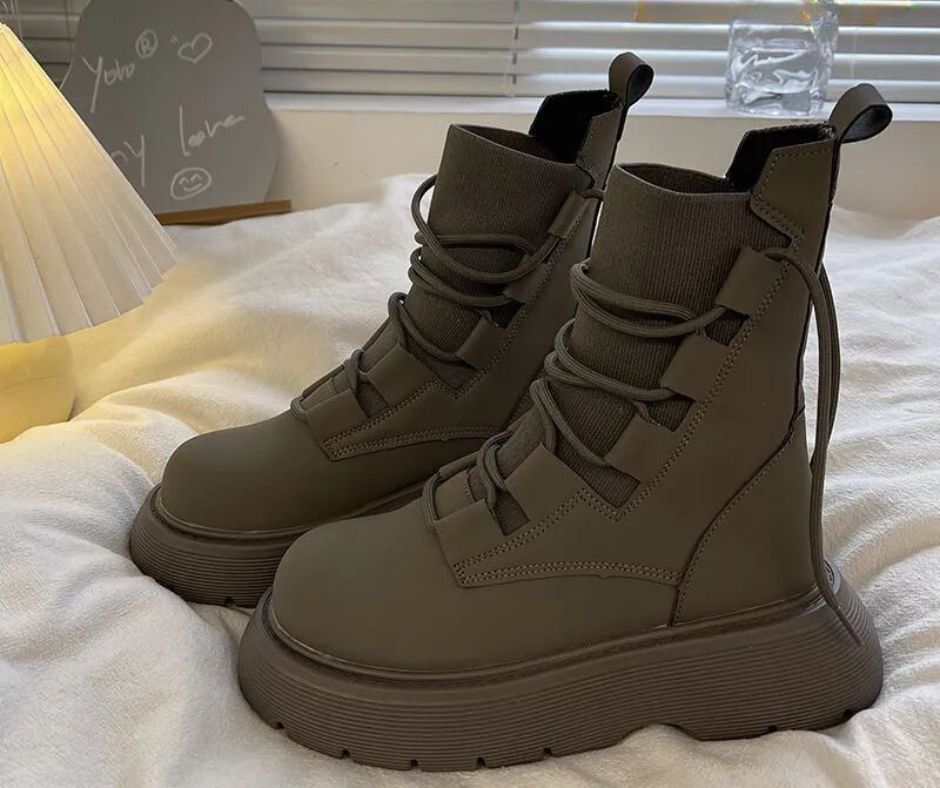Lace Up Chunky Platform Combat Ankle Boots