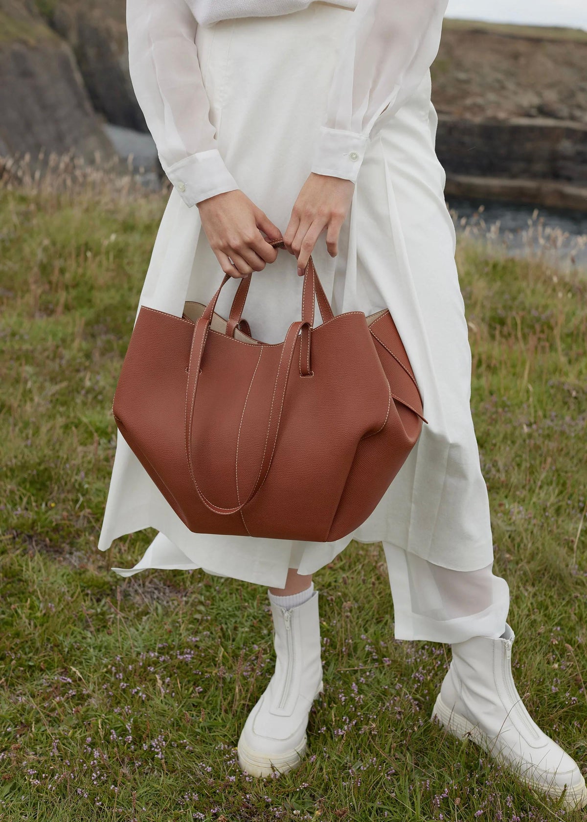 Winged Slouch Faux Leather Tote Bag