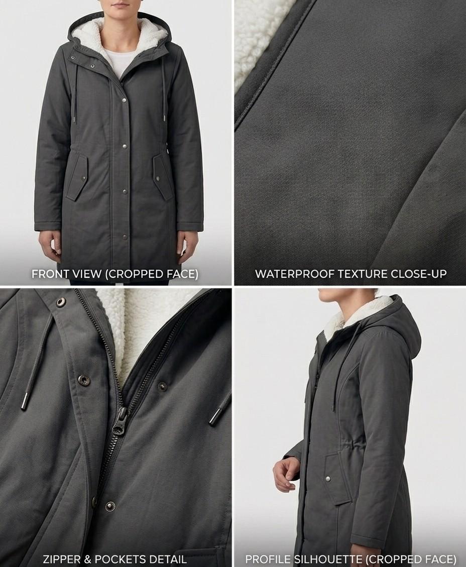Hooded Sherpa Lined Longline Parka Coat