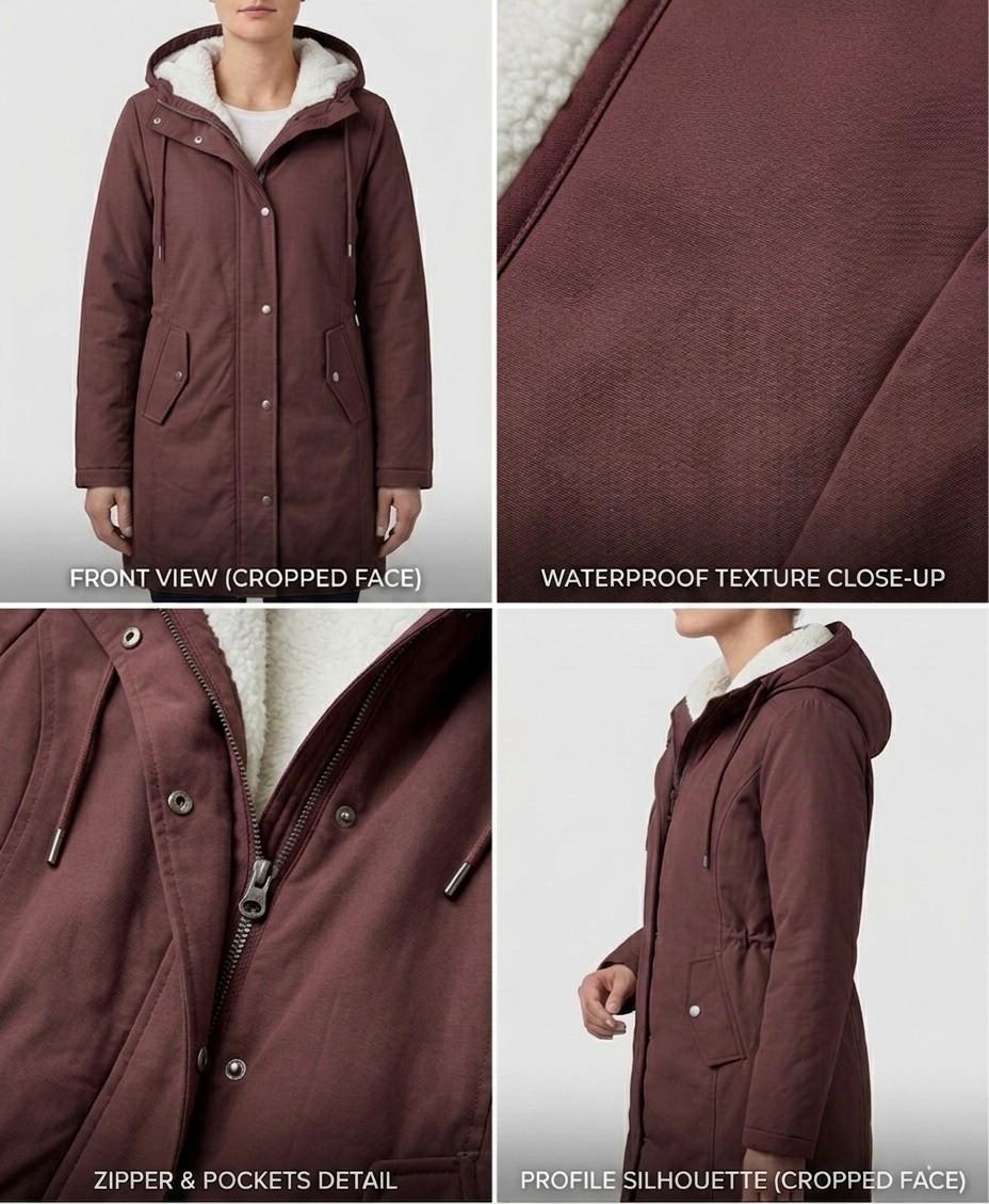 Hooded Fleece Lined Longline Parka Coat