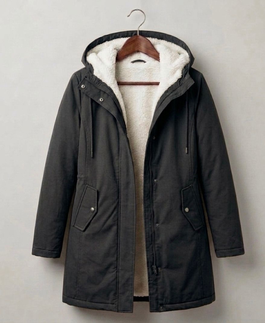 Hooded Sherpa Lined Longline Parka Coat