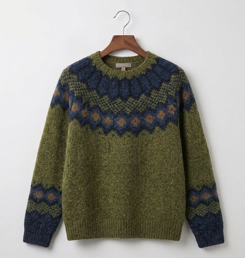 Fair Isle Crew Neck Knit Sweater