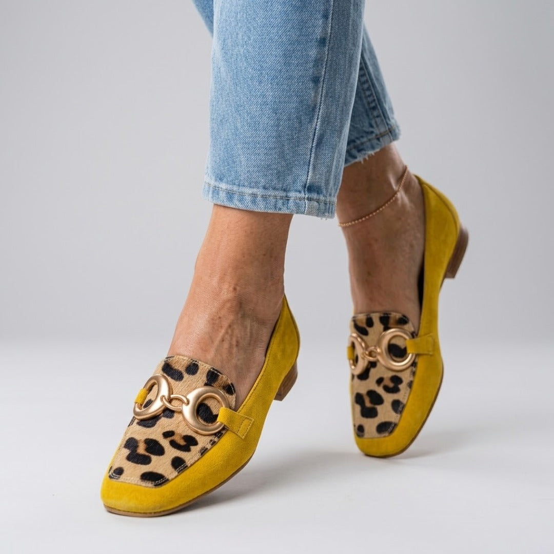 Leopard Print Horsebit Round Toe Loafers